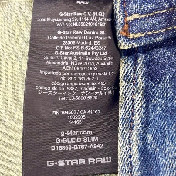 G-Star RAW G-Bleid Slim Men's Tapered Jeans Medium Wash Paint Splatter 34X32